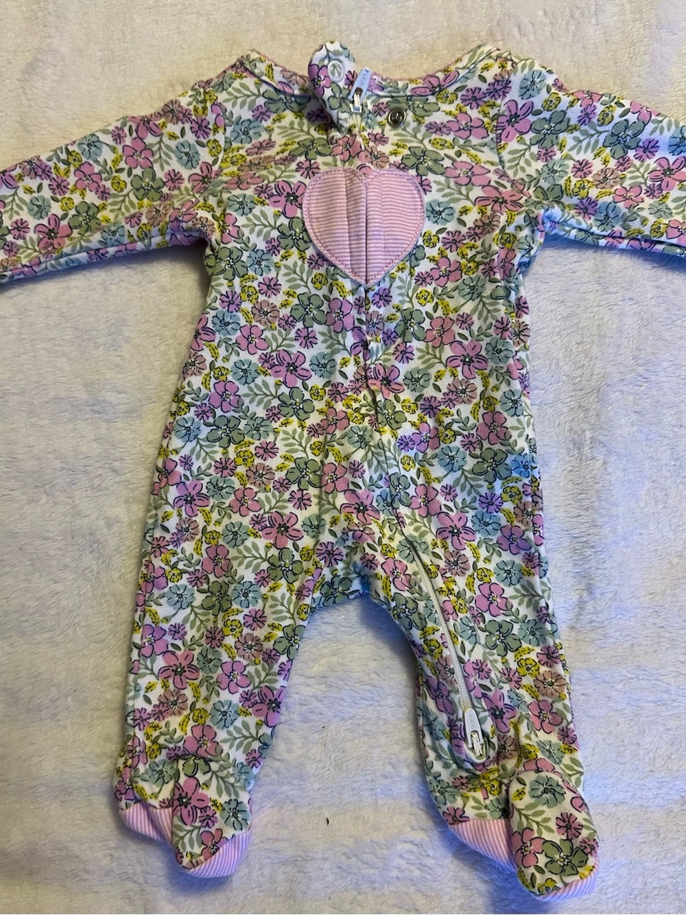 Carter's Floral Footed One-Piece in Pink, Green, White